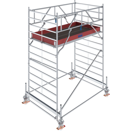 Aluminiowe rusztowanie jezdne Krause STABILO 500 (2,50 × 1,50 m) – wysokość robocza 4,5–14,5 m